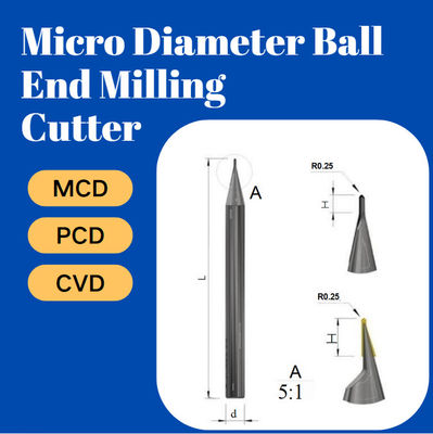 Micro Diameter Ball End Milling Cutter Electronic CVD Diamond Cutting Tool Precision