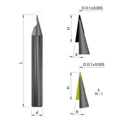 Micro Diameter PCD Engraving Cutter High Precision With MCD CVD Diamond Material