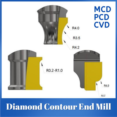 Diamond Contour End Mill MCD PCD CVD Tools For Aerospace Medical Precision Molding